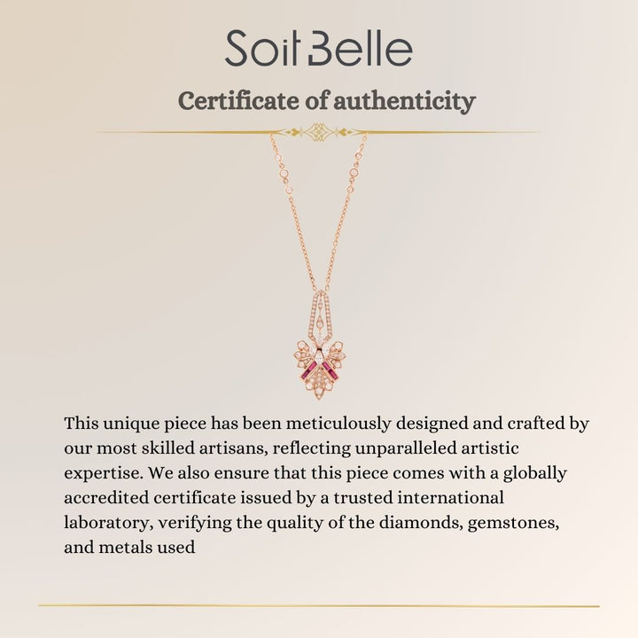 VISTA Rose Gold Diamond Pendant Rays With Natural Ruby