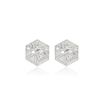 VISTA White Gold Hexagon Diamond Earrings