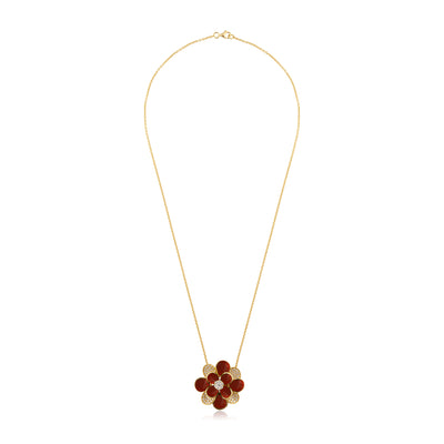 RONZA Yellow Gold Diamond Pendant with Red Agate