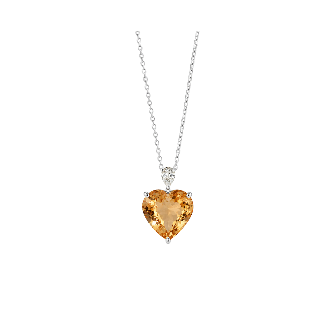luxury yellow gold citrine diamond pendant
