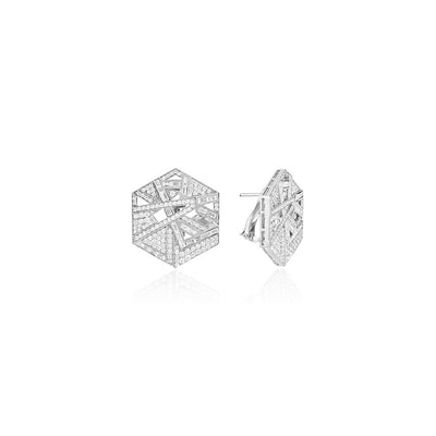 VISTA White Gold Hexagon Diamond Earrings