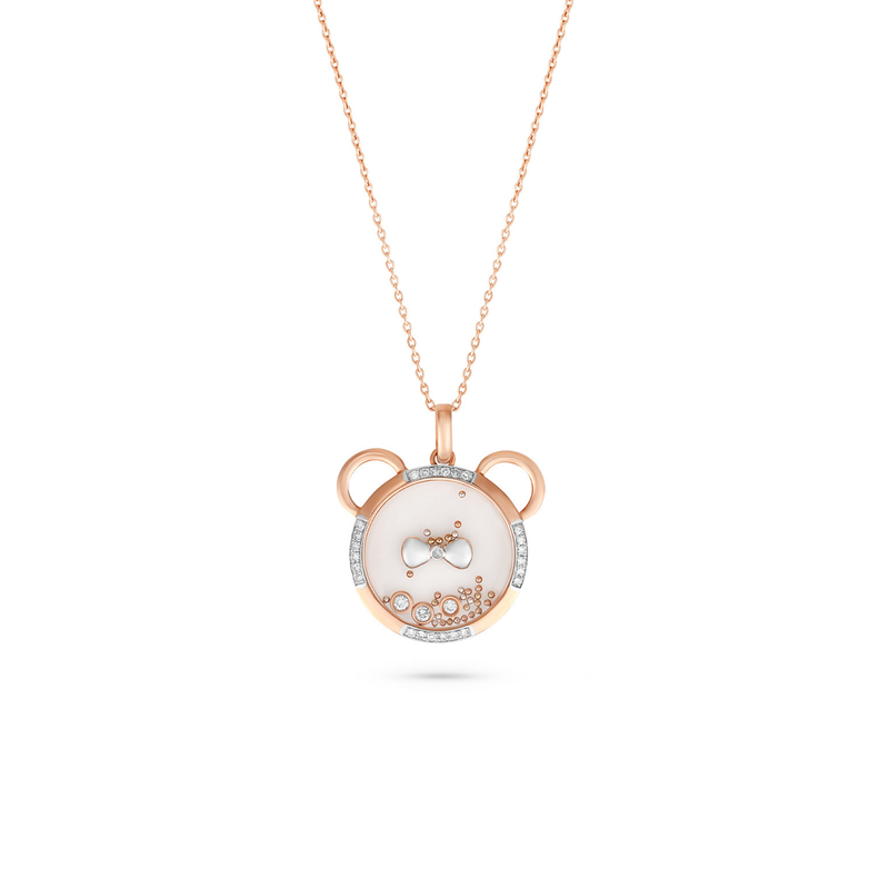 ICONS Rose Gold Diamond Teddy Pendant