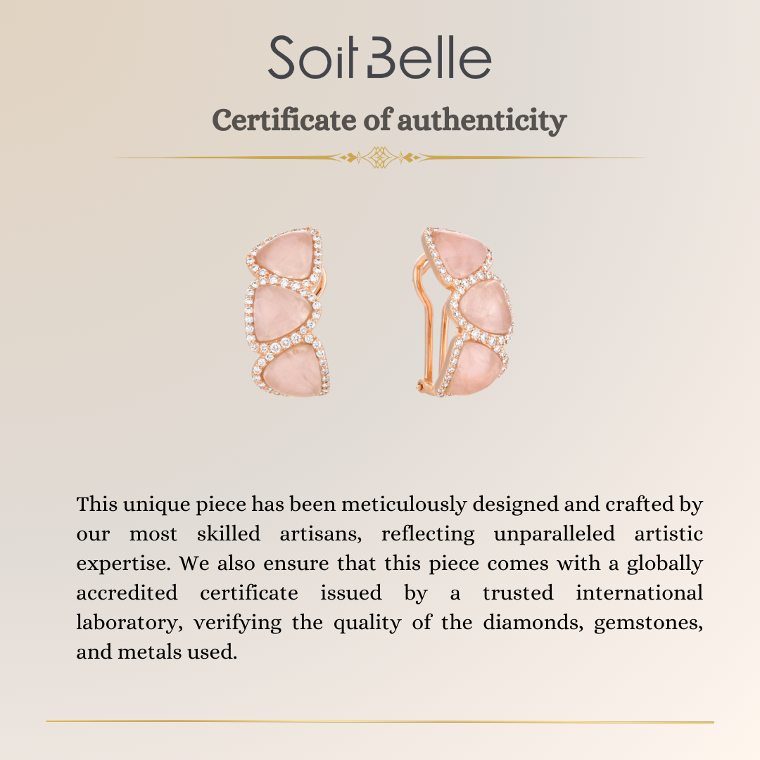 La miniera Rose Gold Rose Quartz Diamond Earring