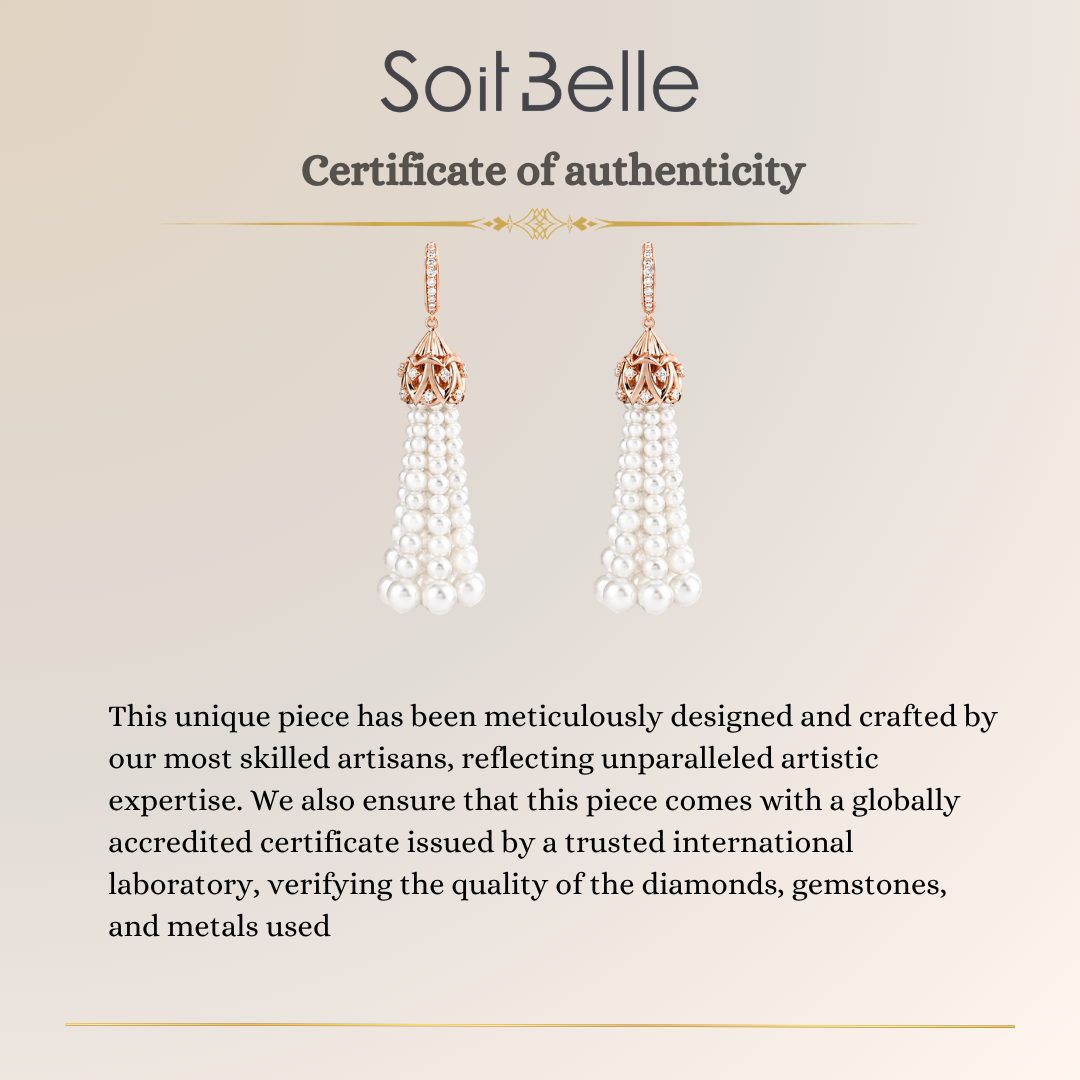 luxury rose gold diamond pearl earrings Dubai