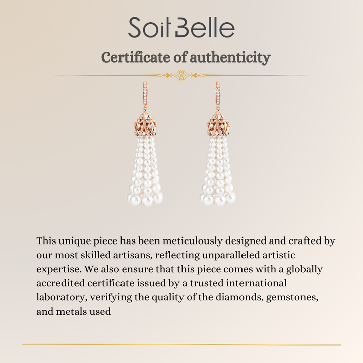 luxury rose gold diamond pearl earrings Dubai
