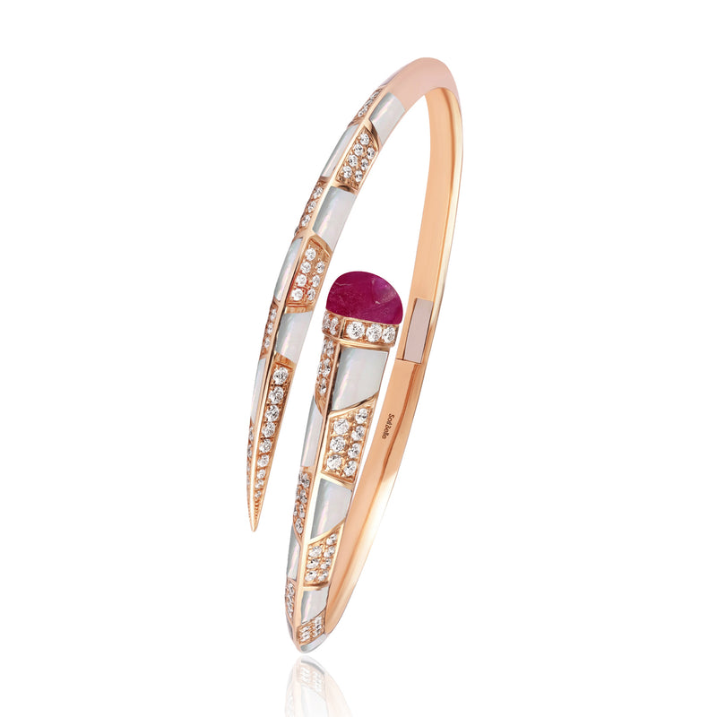 ARTISTRY Rose Gold Diamond Bangle With Natural Ruby