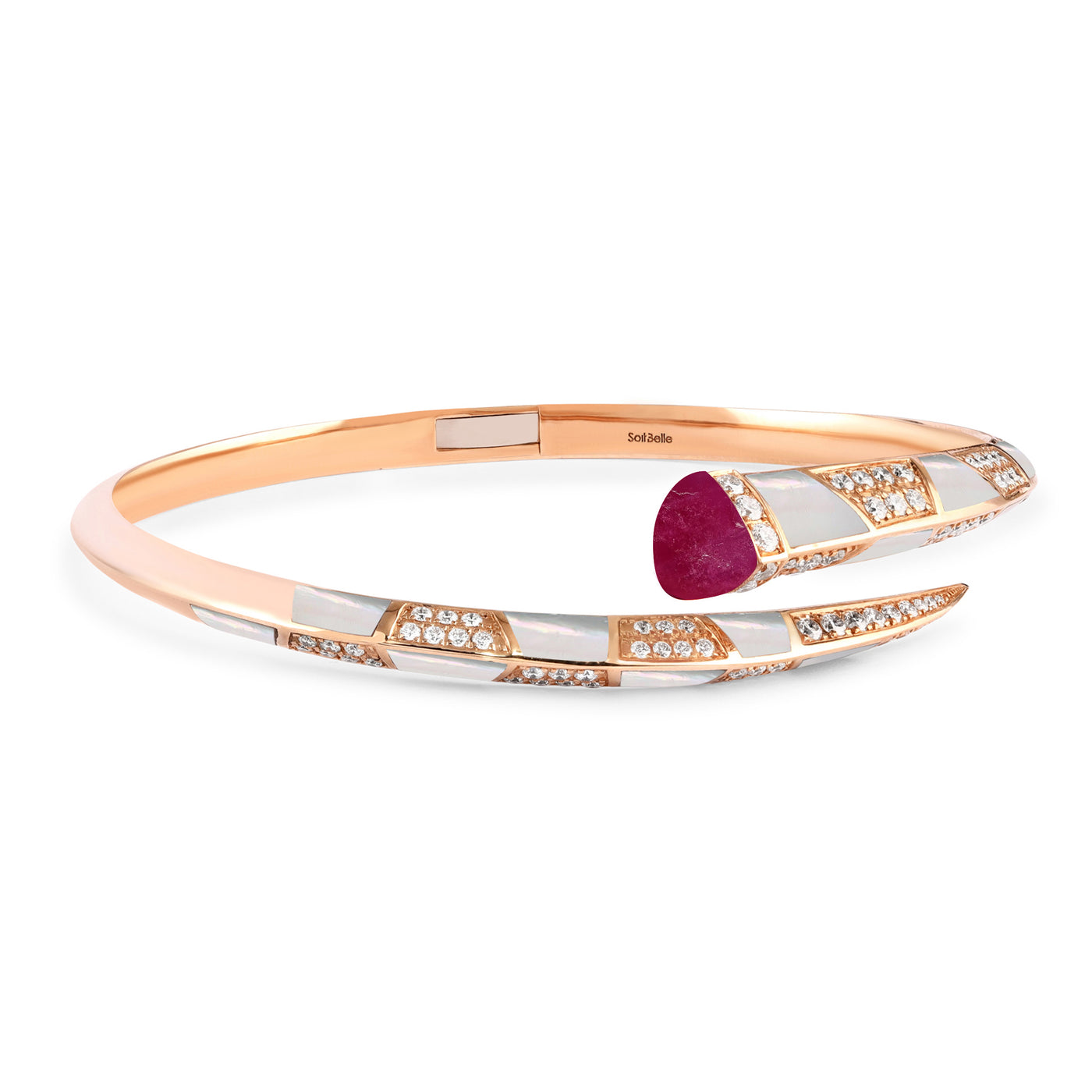 ARTISTRY Rose Gold Diamond Bangle With Natural Ruby