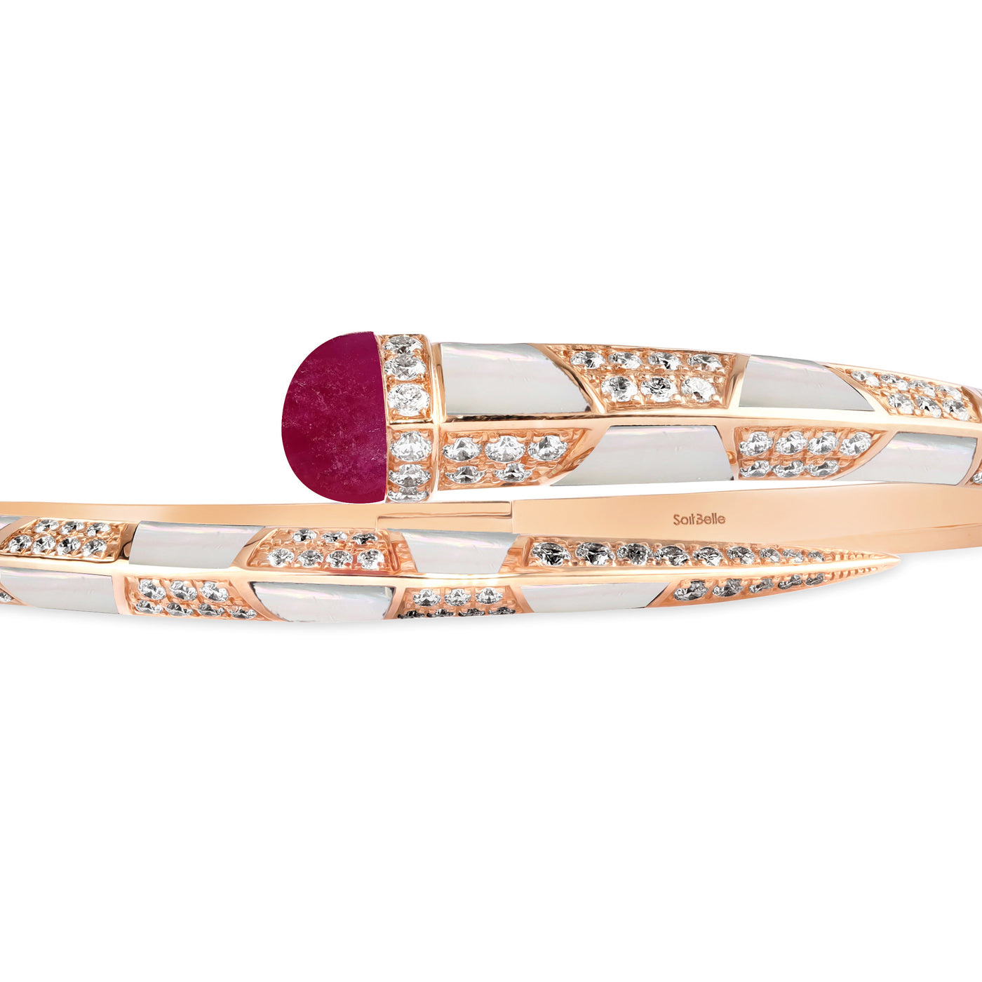 ARTISTRY Rose Gold Diamond Bangle With Natural Ruby