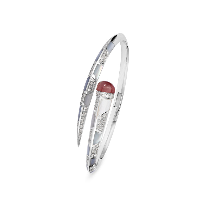 ARTISTRY White Gold Diamond Bangle With Natural Ruby