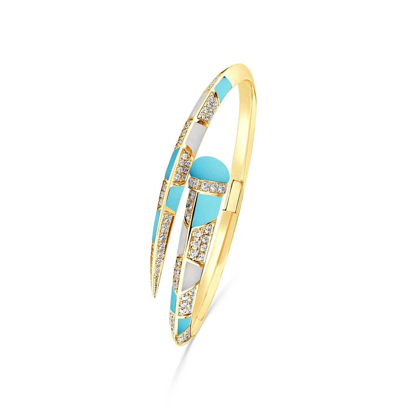 ARTISTRY Yellow Gold Bangle With Natural Turquoise