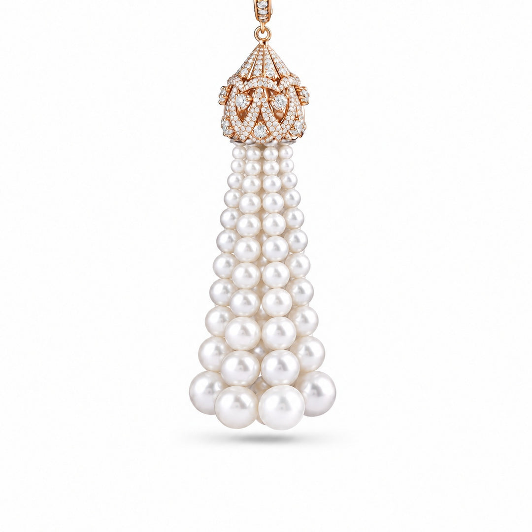 BAHR Rose Gold Diamond Pendant with Pearls