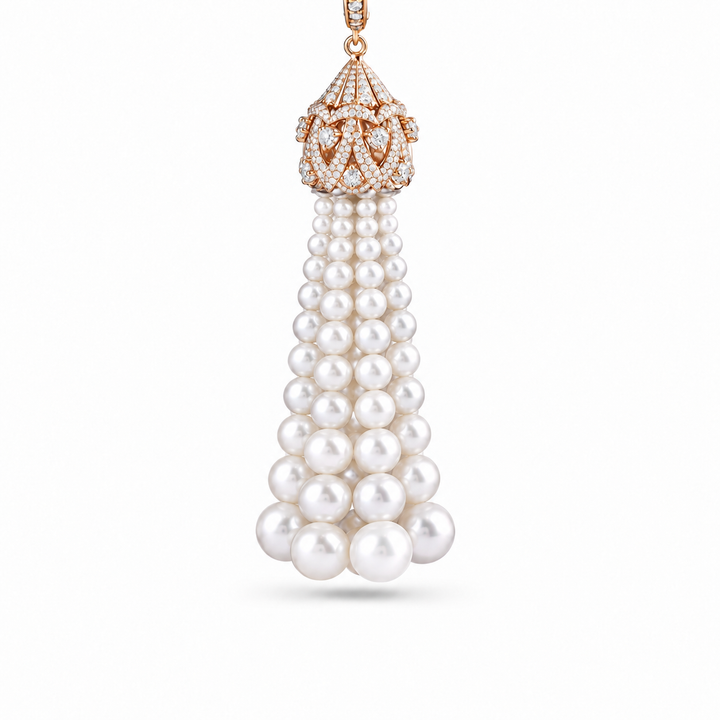 BAHR Rose Gold Diamond Pendant with Pearls