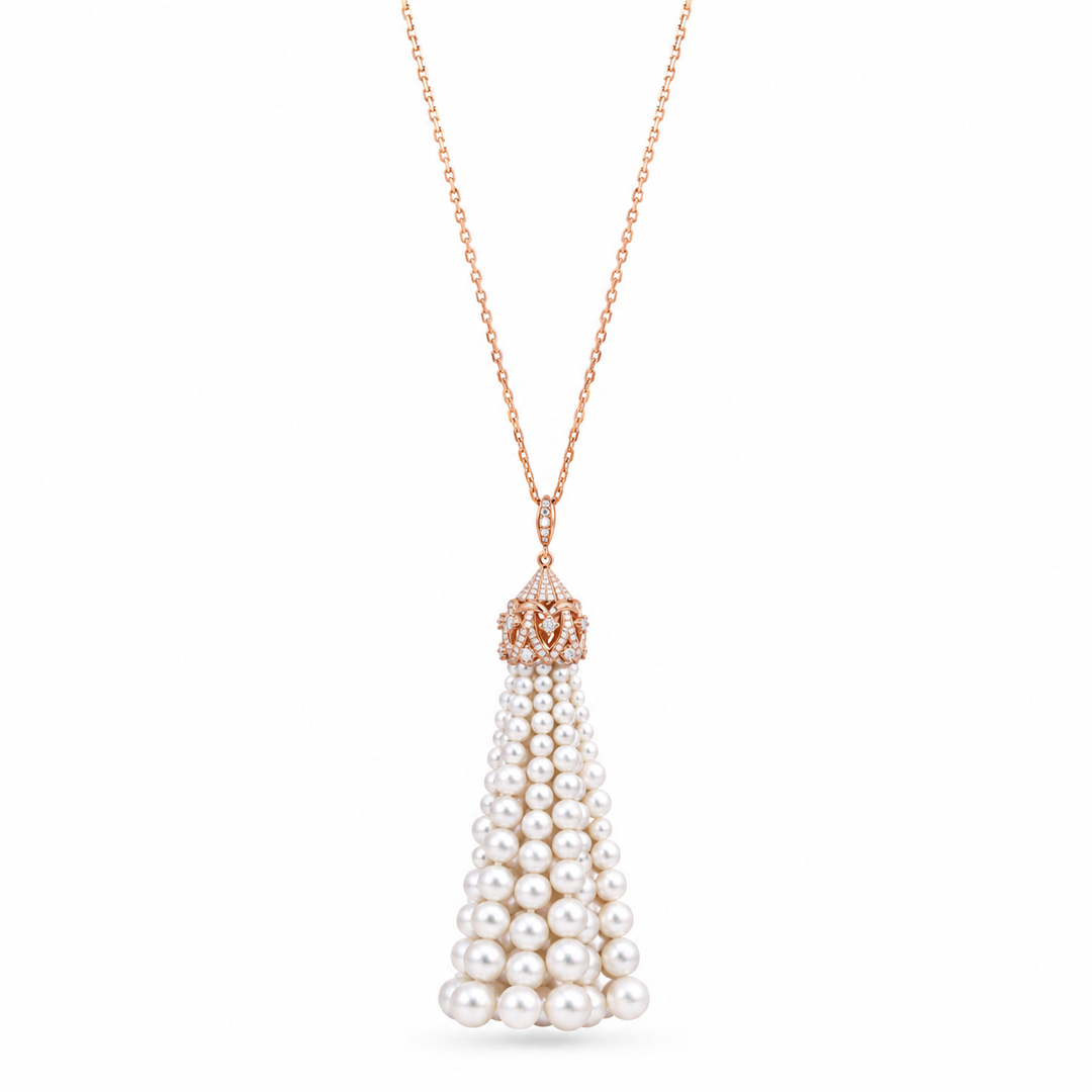 BAHR Rose Gold Diamond Pendant with Pearls