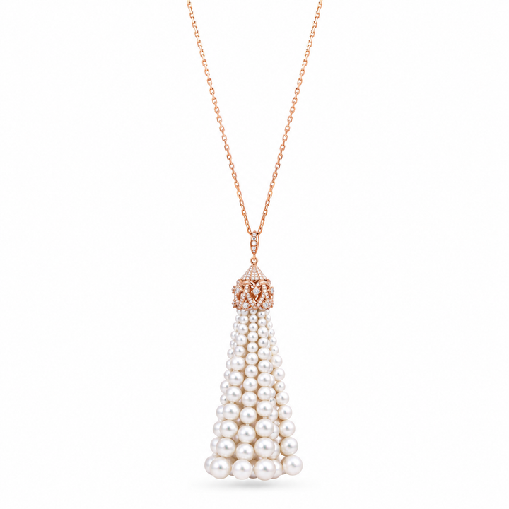 BAHR Rose Gold Diamond Pendant with Pearls