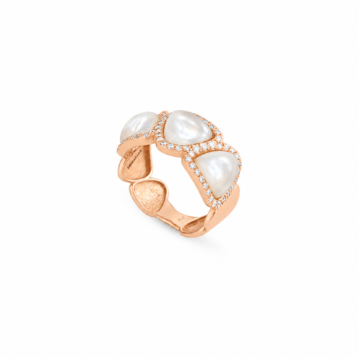 LA MINIERA Mother of Pearl Diamond Rose Gold Ring
