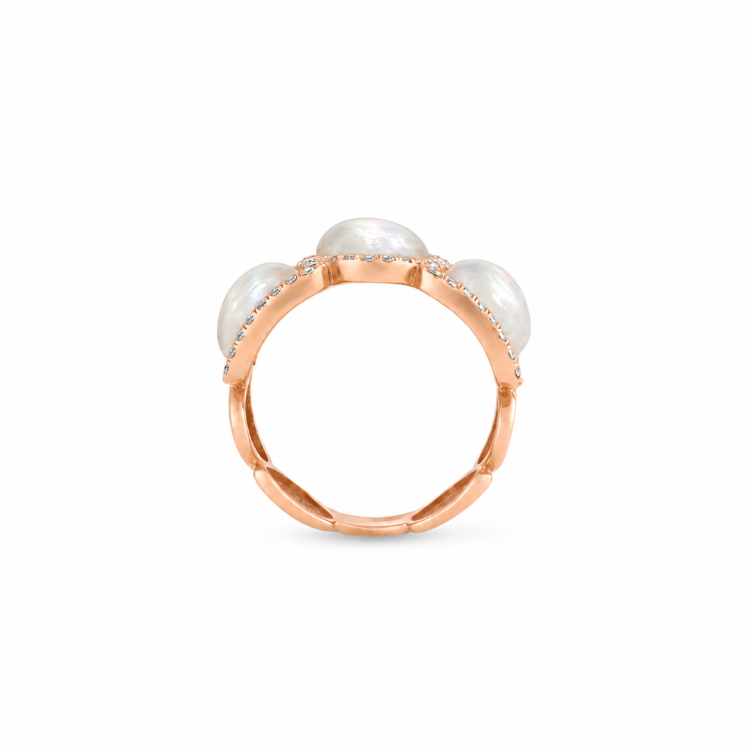 LA MINIERA Mother of Pearl Diamond Rose Gold Ring