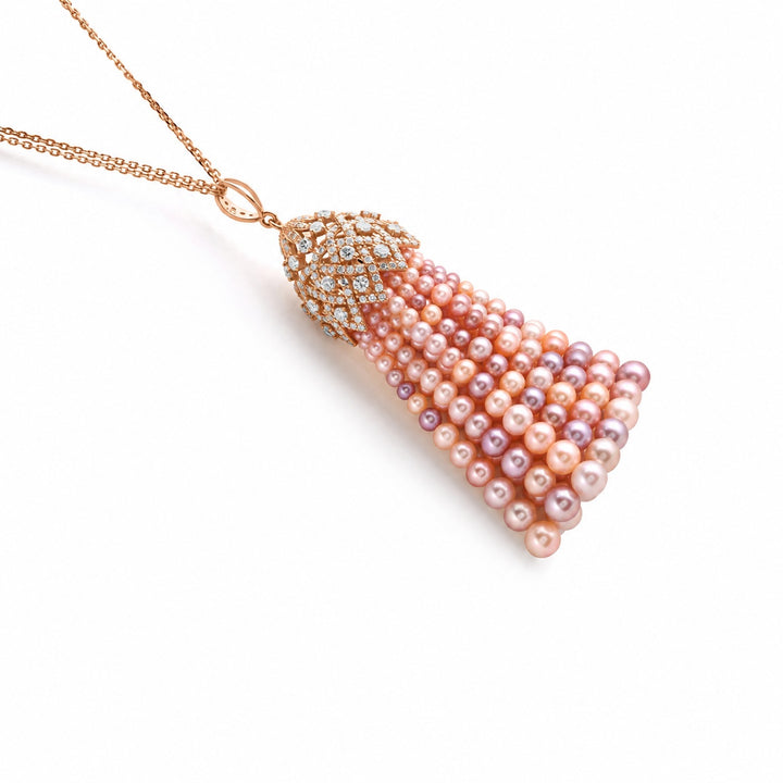 BAHR Rose Gold Diamond Pendant with Multicolor Pearls