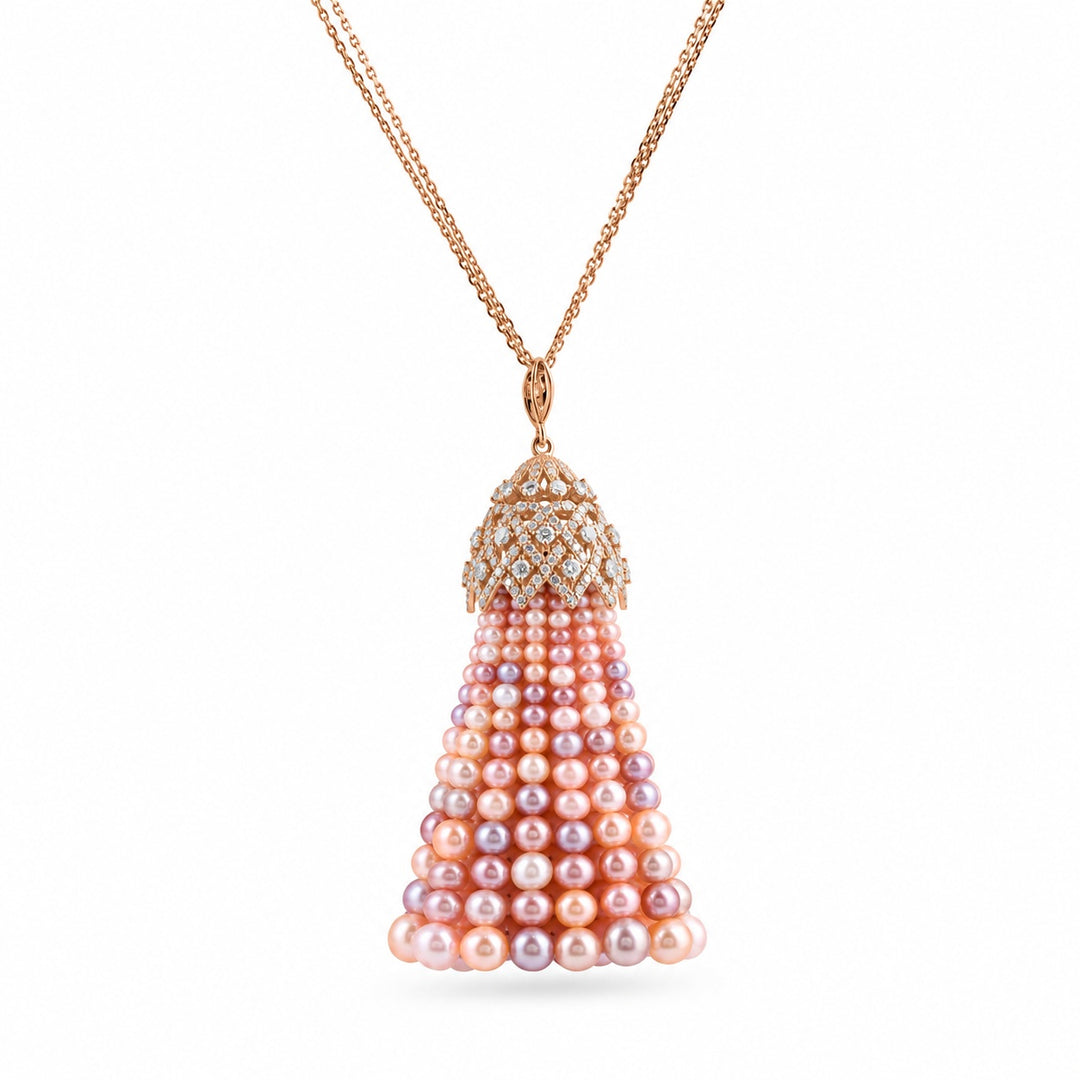 BAHR Rose Gold Diamond Pendant with Multicolor Pearls