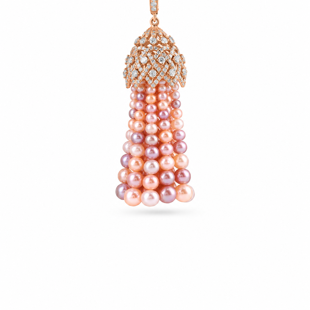 BAHR Rose Gold Diamond Pendant with Multicolor Pearls