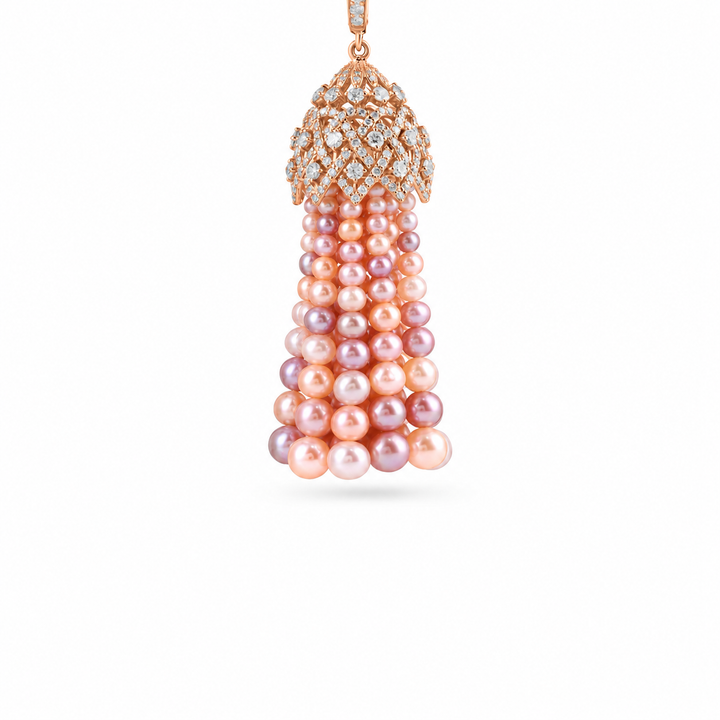 BAHR Rose Gold Diamond Pendant with Multicolor Pearls
