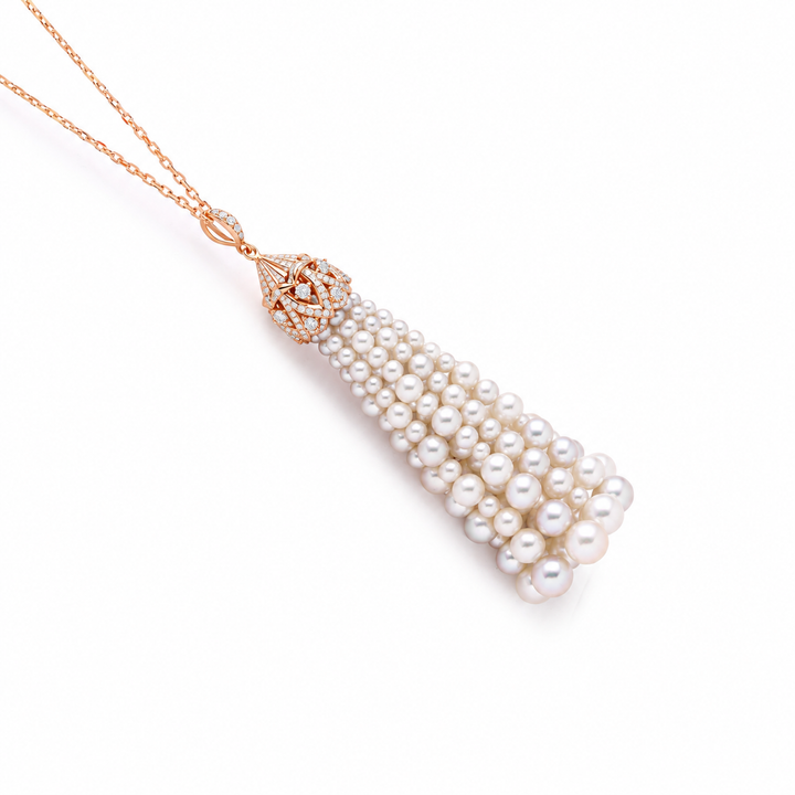 BAHR Rose Gold Diamond Pendant with Pearls