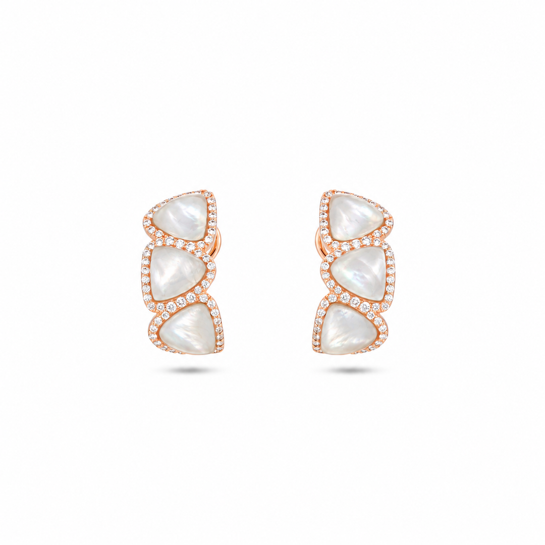 LA MINIERA Rose Gold Mother of Pearl Diamond Earring