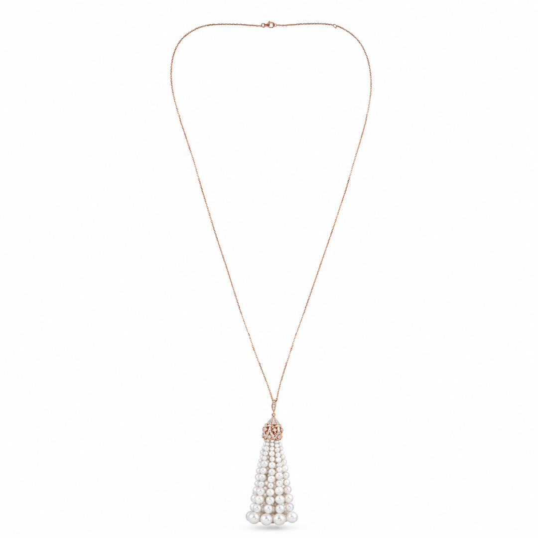 BAHR Rose Gold Diamond Pendant with Pearls