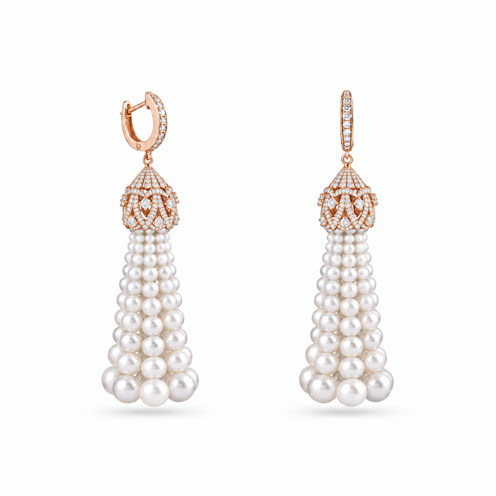 BAHR Rose Gold Diamond Pearl Earrings