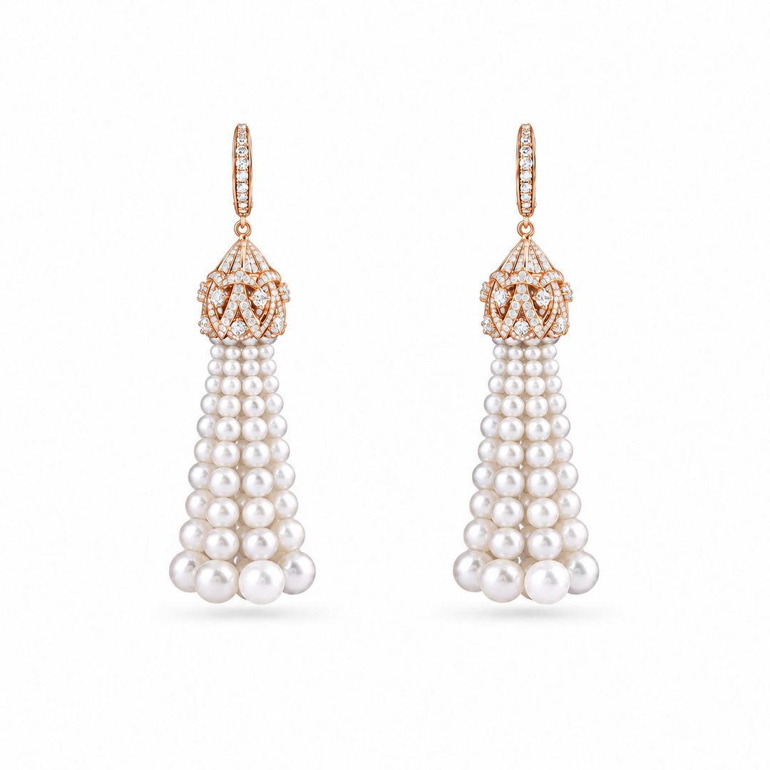 BAHR Rose Gold Diamond Pearl Earrings