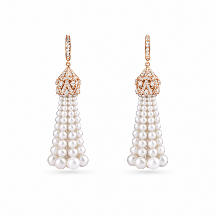 BAHR Rose Gold Diamond Pearl Earrings