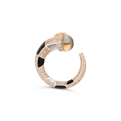 ARTISTRY Yellow Gold Diamond Earring with Natural Smoky Quartz