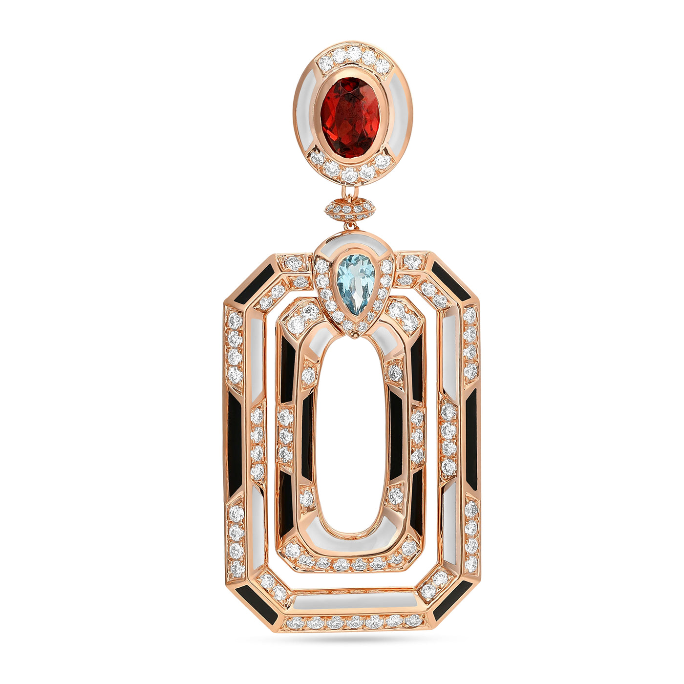 D' OPRAH Rose Gold Diamond Earrings topaz rhodolite Natural Stones