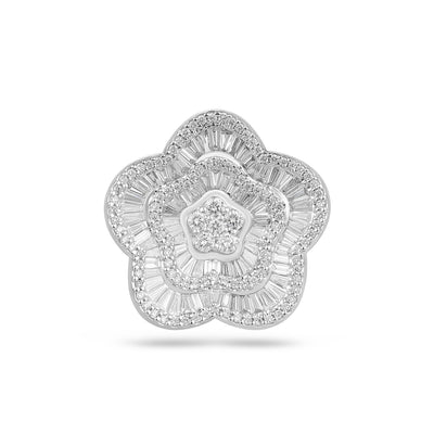 White Gold Diamond Flower Earrings