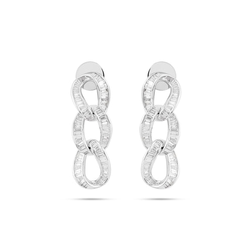 Gold Baguette Diamond Earrings DILARA Interlinked Diamond Baguette Earrings