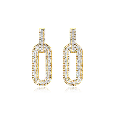 DILARA Yellow Gold Diamond Link Earrings