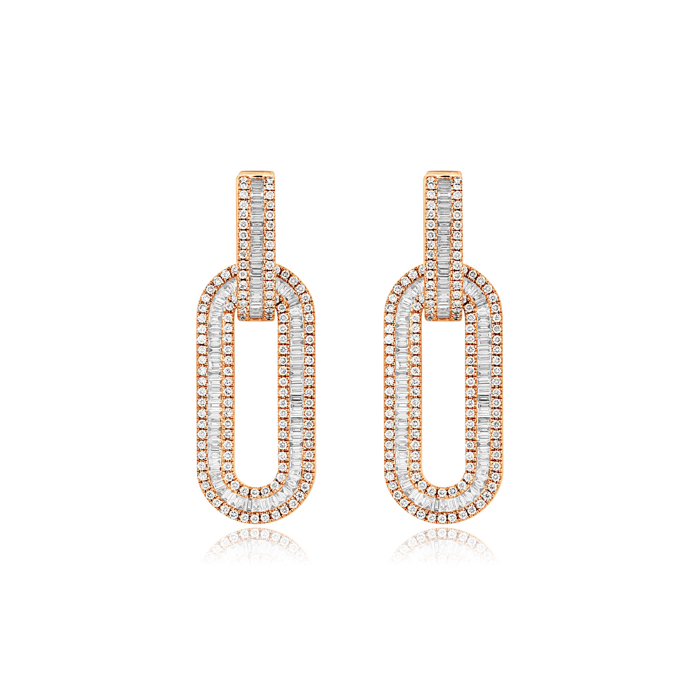Rose Gold Diamond Link Earrings
