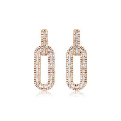 Rose Gold Diamond Link Earrings DILARA Rose Gold Diamond Link Earrings