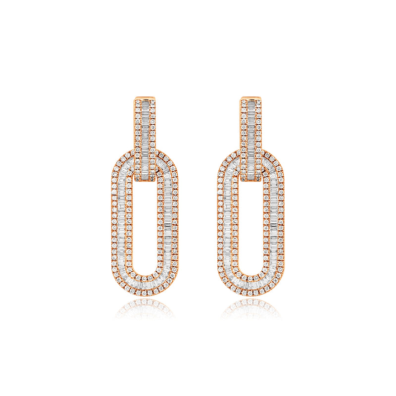 Rose Gold Diamond Link Earrings