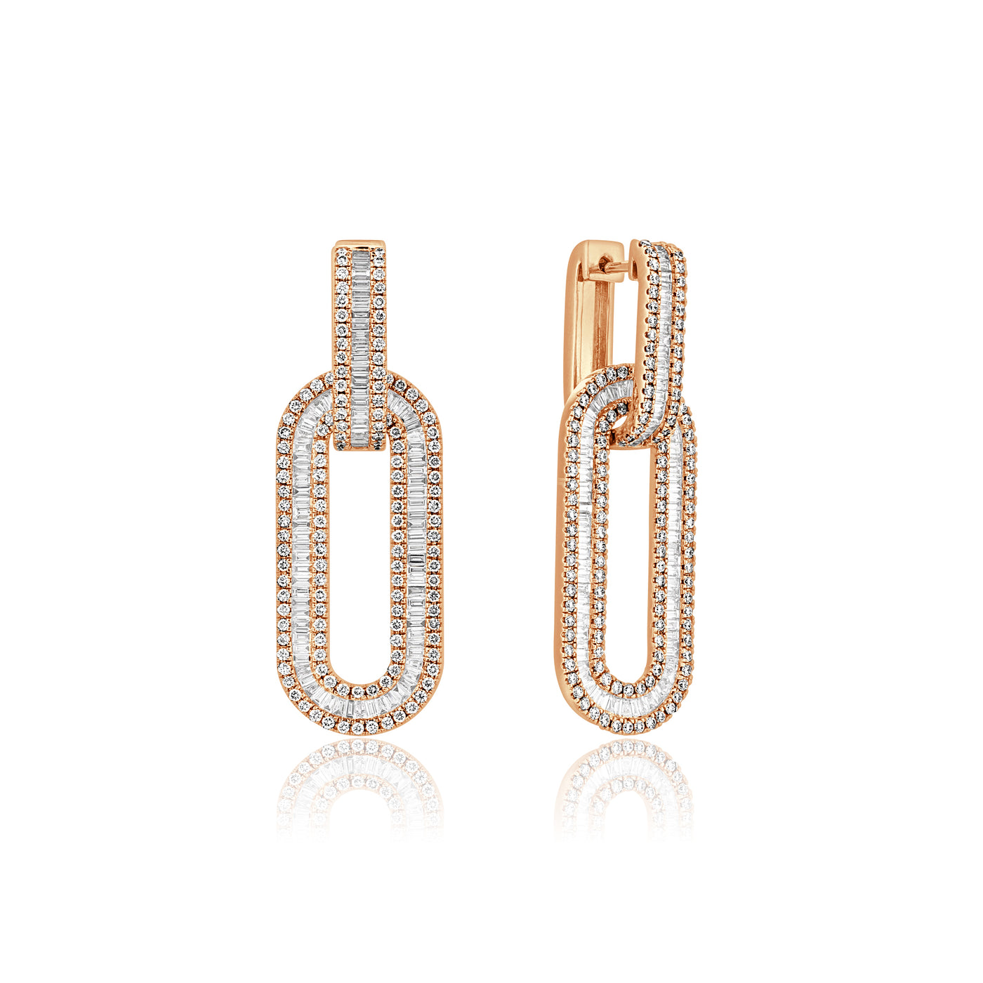 Rose Gold Diamond Link Earrings