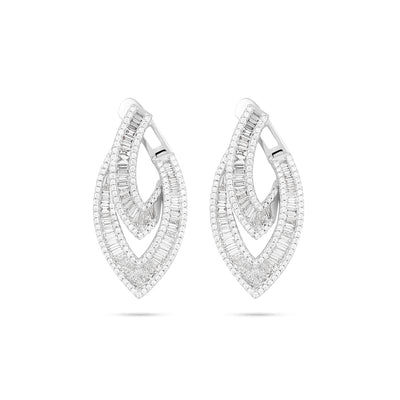  DILARA WHITE GOLD Cascading Diamond Baguette Earrings