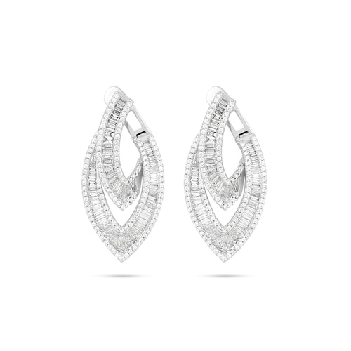  DILARA WHITE GOLD Cascading Diamond Baguette Earrings