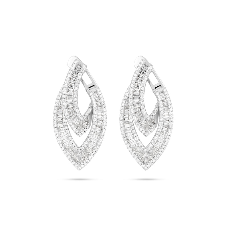 DILARA WHITE GOLD Cascading Diamond Baguette Earrings