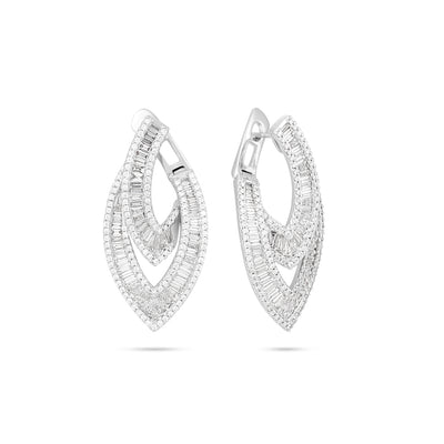 DILARA WHITE GOLD Cascading Diamond Baguette Earrings