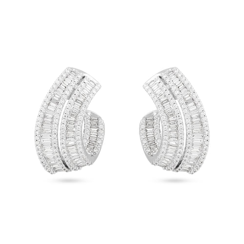 White Gold Diamond Earrings DILARA White Gold Diamond Wave Earrings