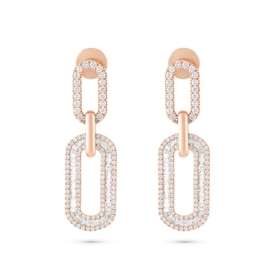 Diamond Chain Link Earrings  DILARA  Diamond Chain Link Earrings in Rose Gold