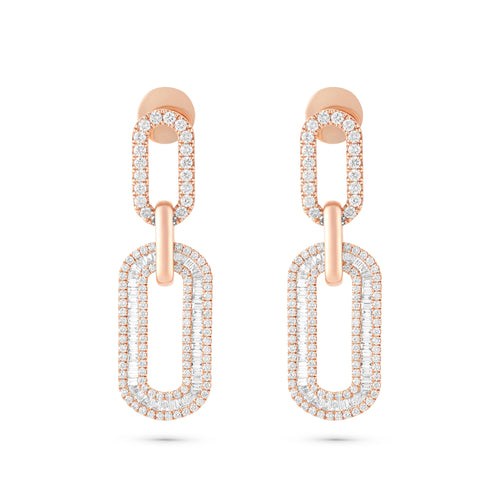 Diamond Chain Link Earrings  DILARA  Diamond Chain Link Earrings in Rose Gold