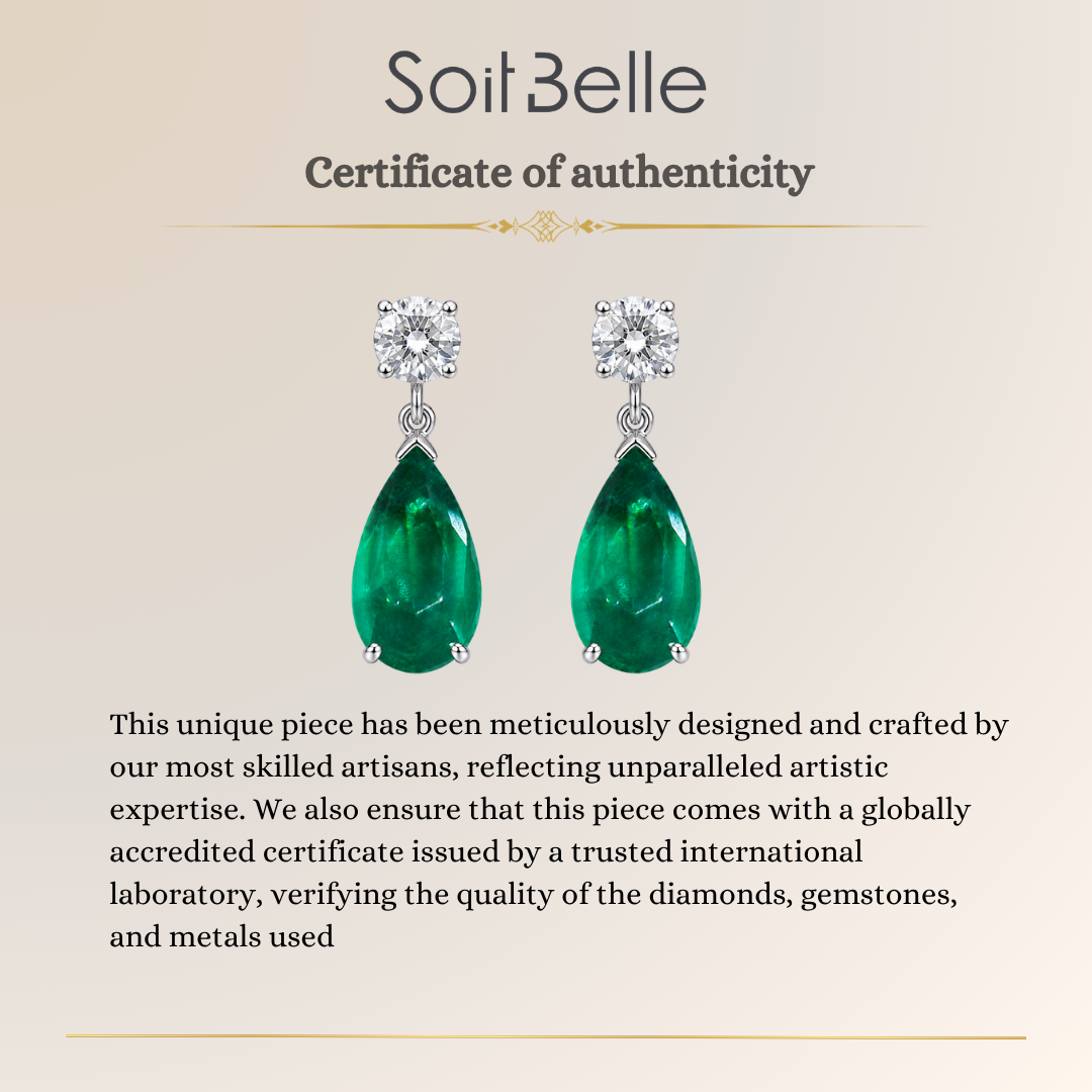 Green Emerald Diamond Earrings