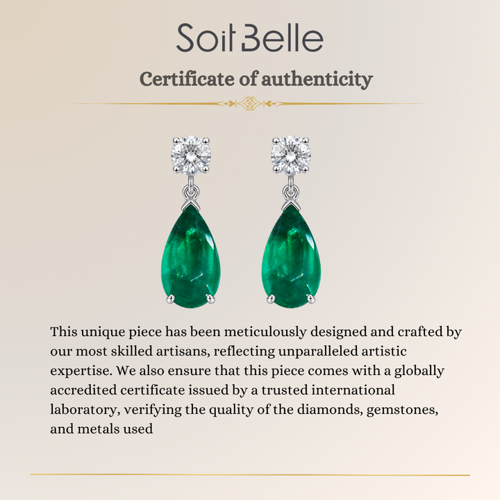 Green Emerald Diamond Earrings
