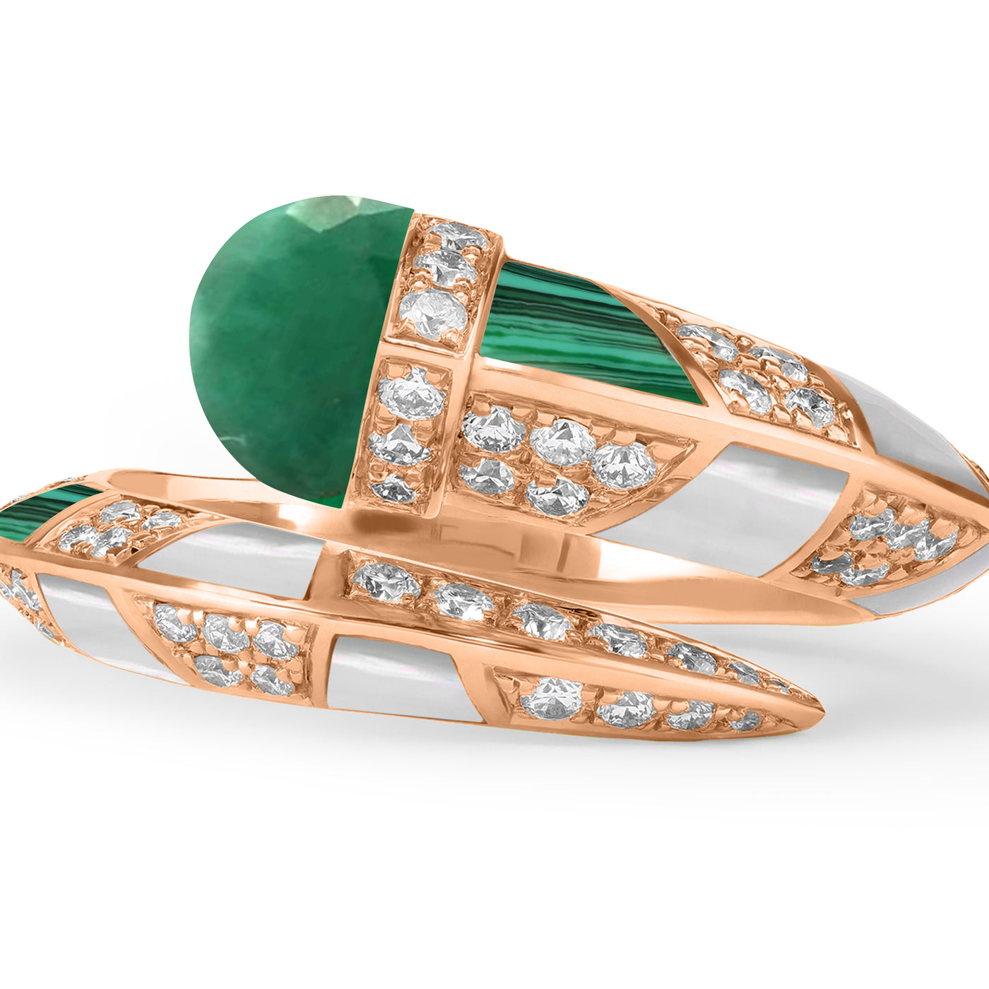 ARTISTRY Rose Gold Diamond Ring With Natural Emerald