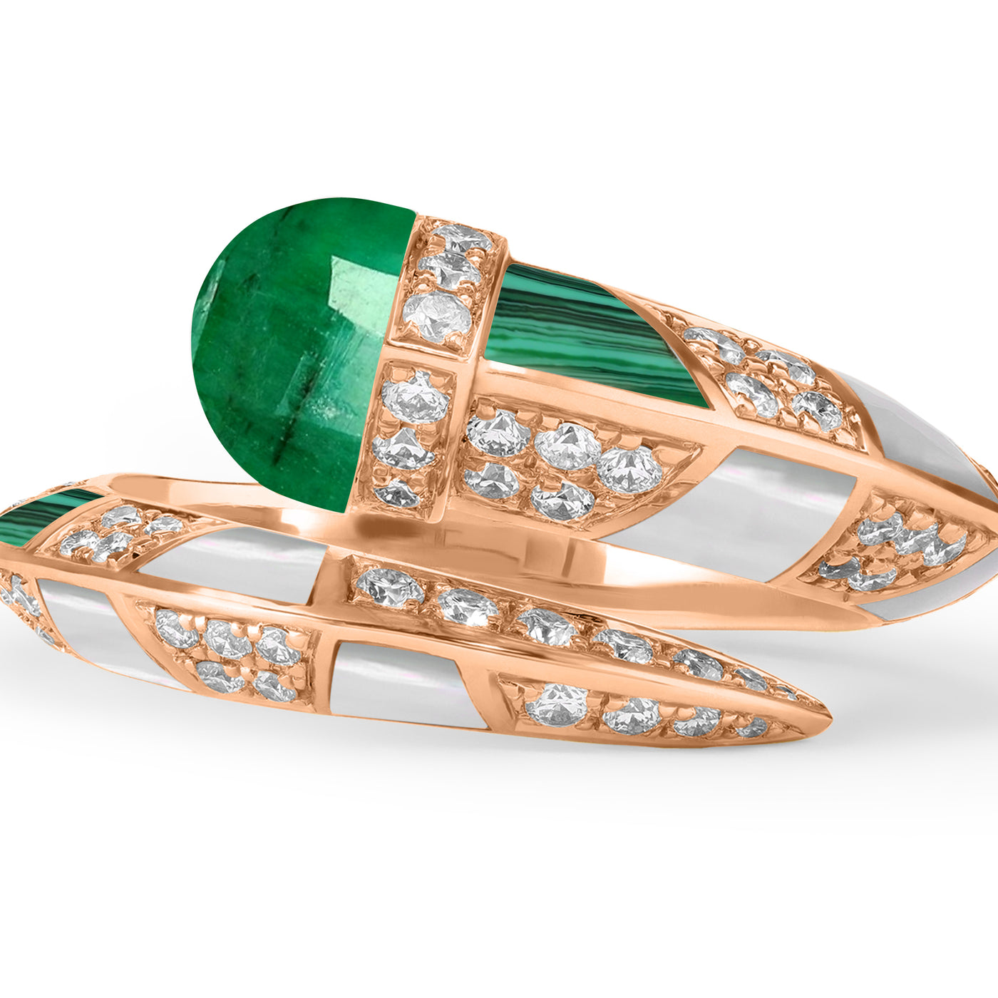ARTISTRY Rose Gold Emerald Diamond Ring